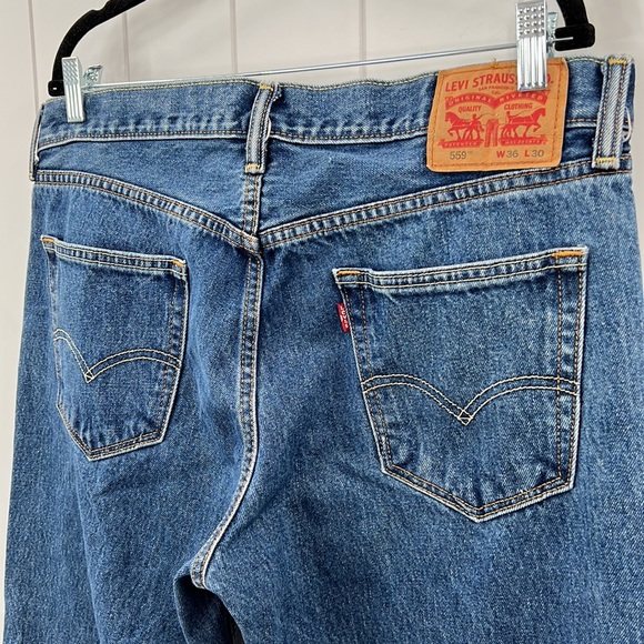 Levi’s 559 Denim Blue Jeans Relaxed Fit Straight Leg Zip Fly 36 x 30 - Picture 9 of 14